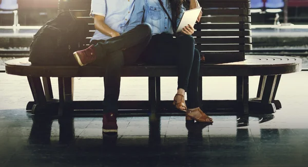 Couple on railway station