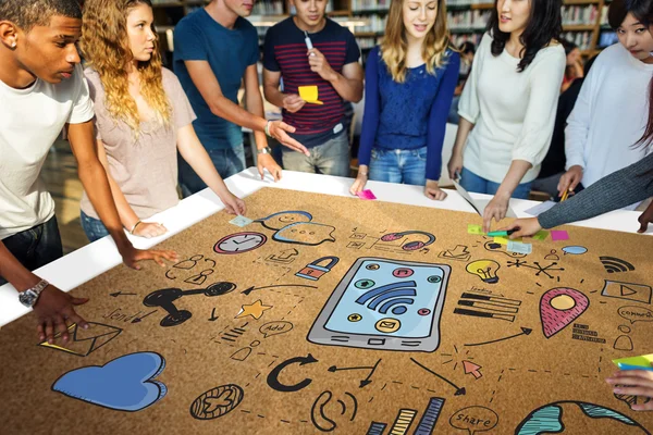 Students at workplace table