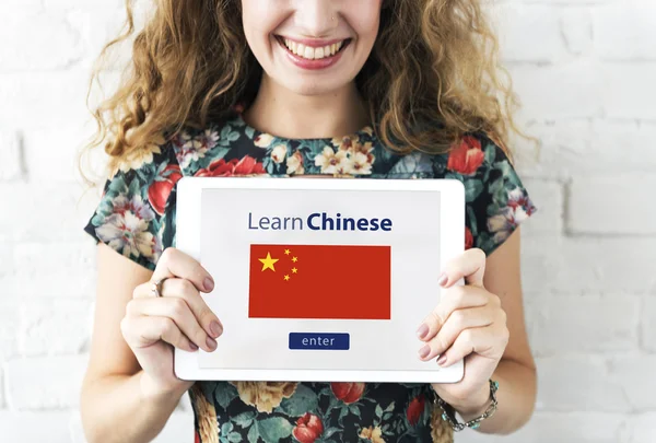 Woman and Learn Chinese, Education Concept