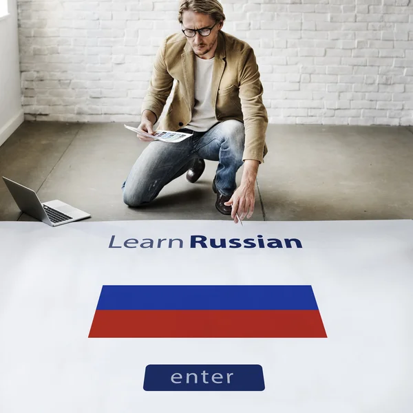 Businessman working with Learn Russian