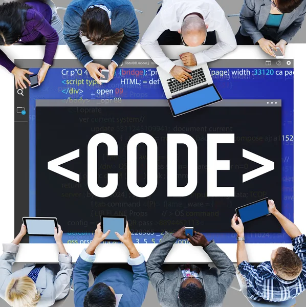 Business People and Code Programming Concept