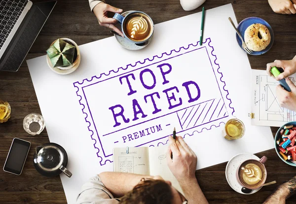 Table with poster with Top Rated