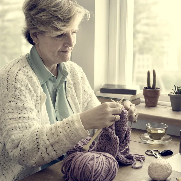 Senior Woman Knitting