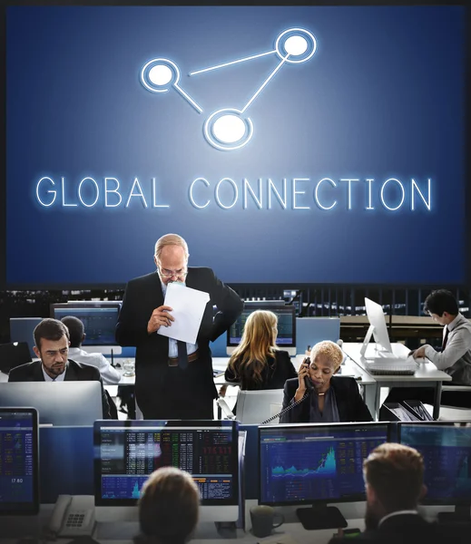 Business workers and Global Connection