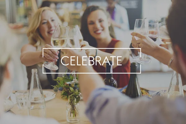 Happy women Toasting with wine at the restaurant