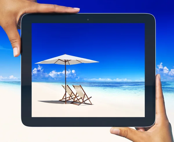 Tablet Frame at Tropical Beach