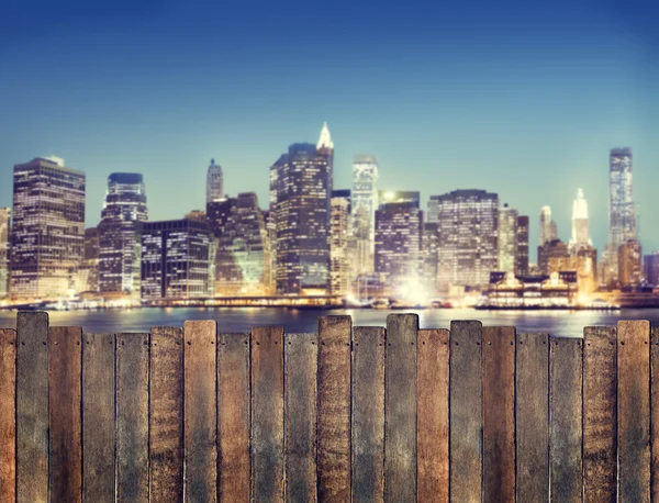 Urban Scene with Wooden Plank Fence