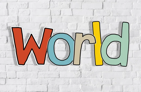 World Word on Brick Wall