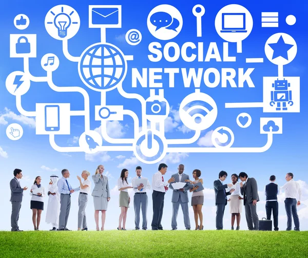 Business People below Social Networking Concept