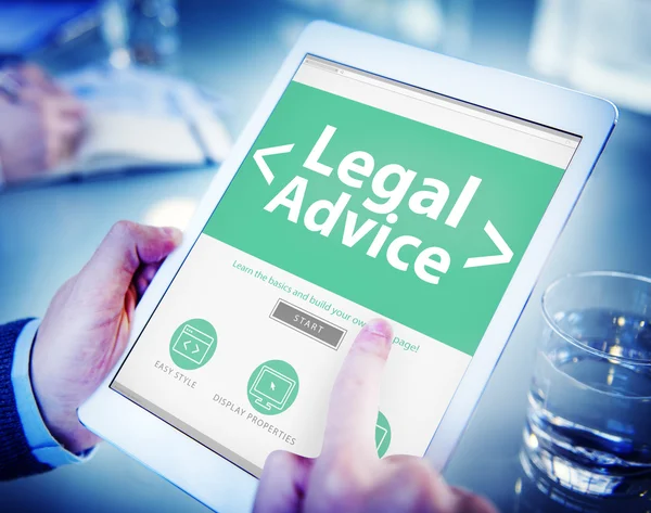 Hands holding tablet with Legal Advice