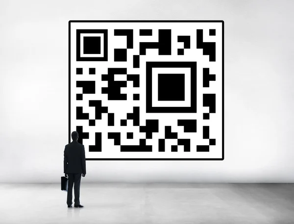 Business man with QR code