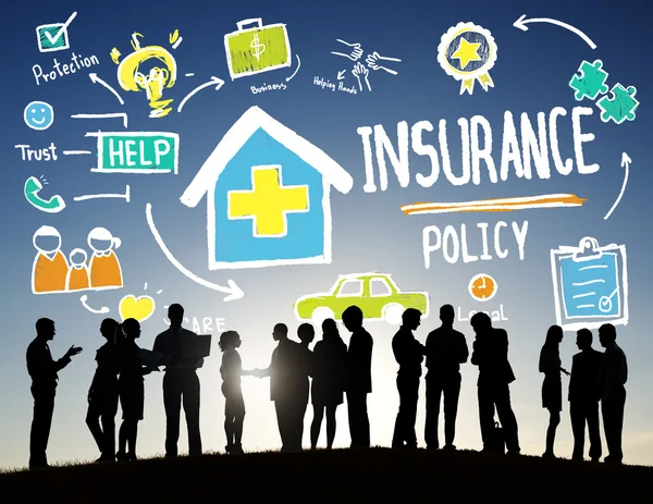 Business people under icons with Insurance Concept