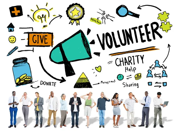 Volunteers, Charity and Relief, Work Donation and Help Concept