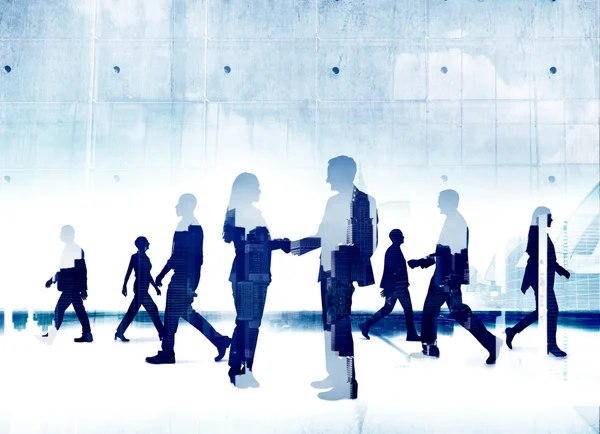 Business People Silhouette Working Agreement