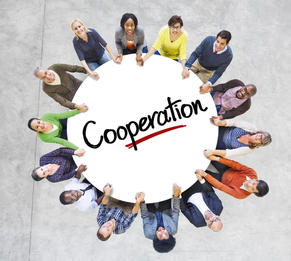 Diverse People in a Circle with Cooperation Concept