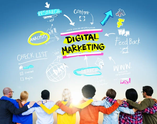 Diverse people and Digital Marketing