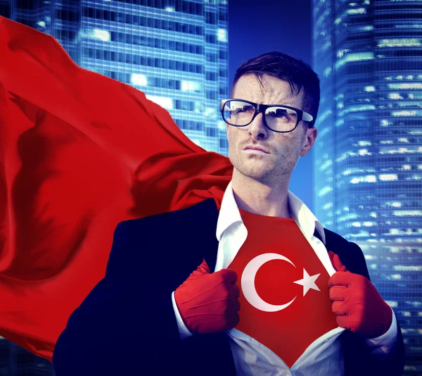 Businessman Superhero with Turkey Flag
