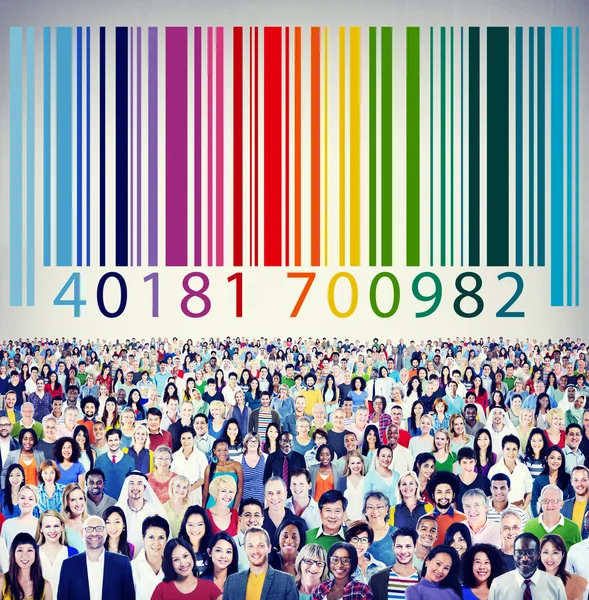 Diverse people and Bar Code Concept
