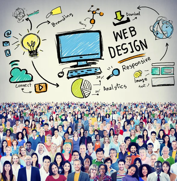 Diverse people and Web Design Concept