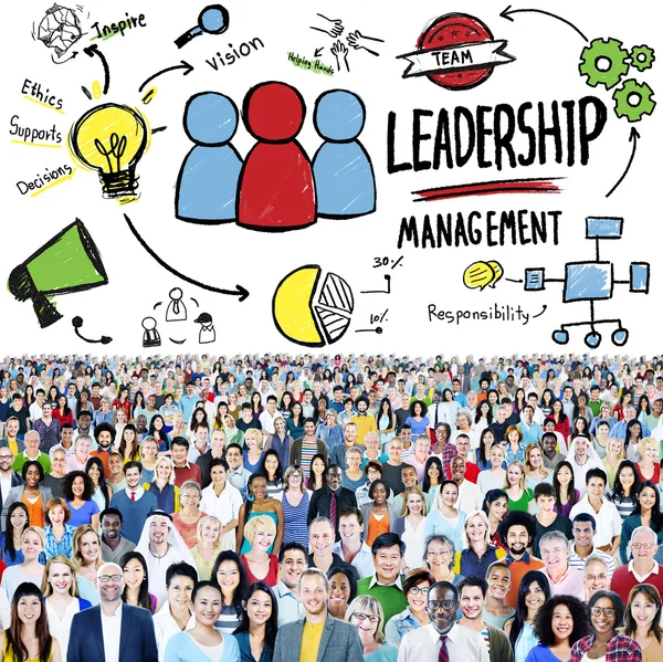 Diverse people and Leadership Management Concept