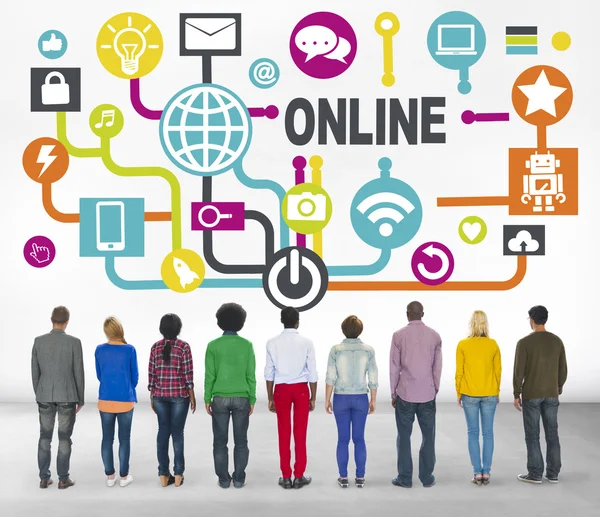 Group of people and Global Social Media Networking