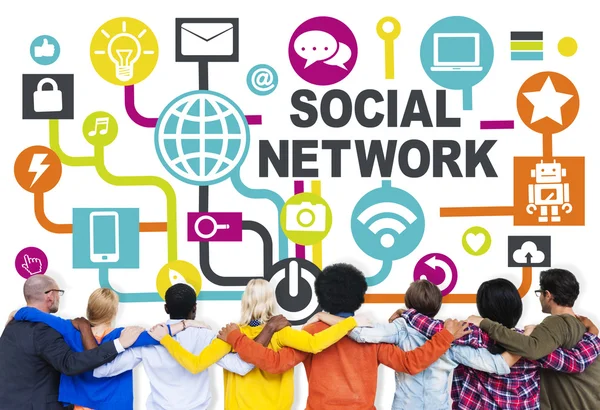 Group of people and Global Social Media Networking