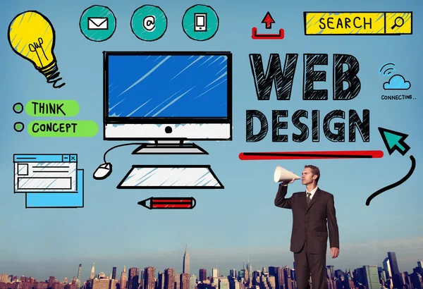 Man and Web Design Concept