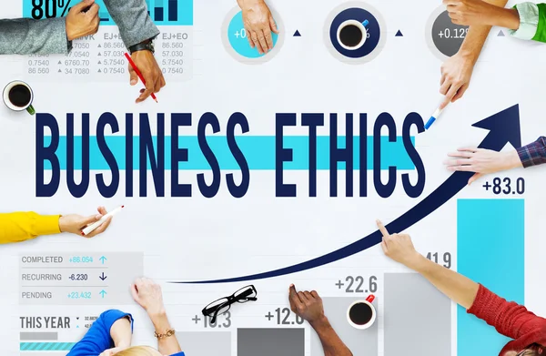 Business People Pointing on Business Ethics