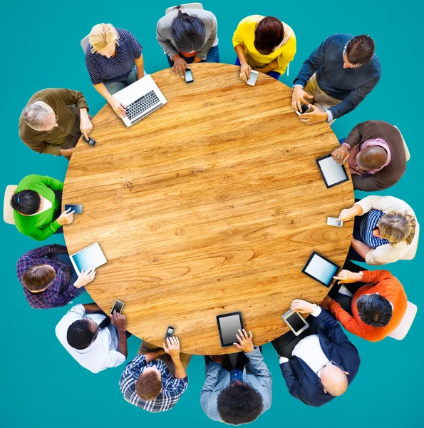 Group of People Connected Digital Devices