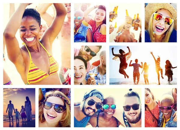 Young happy people on the beach