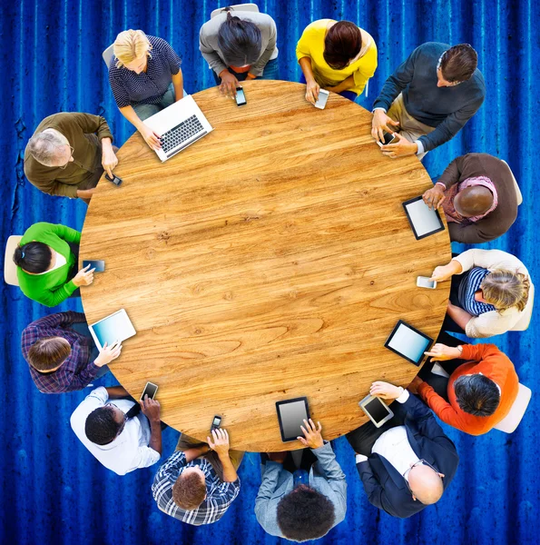 Group of People Connected Digital Devices