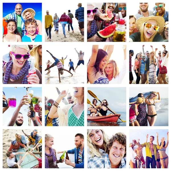 Young happy people on the beach