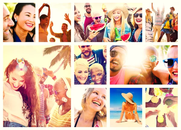 Young happy people on the beach