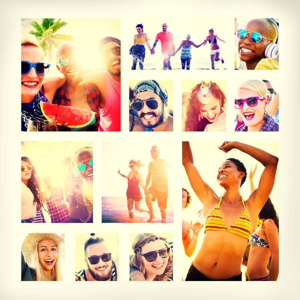 Young happy people on the beach