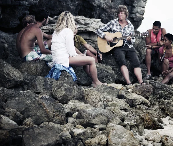 People Celebrating at Beach Party Concept