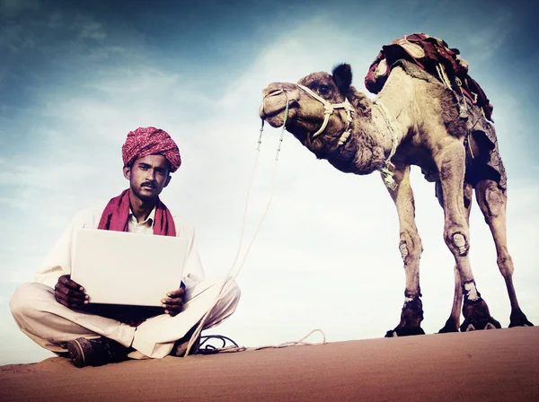 Indian Man Using Laptop