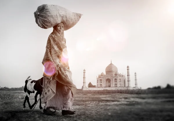 Woman Carrying on Head sack.