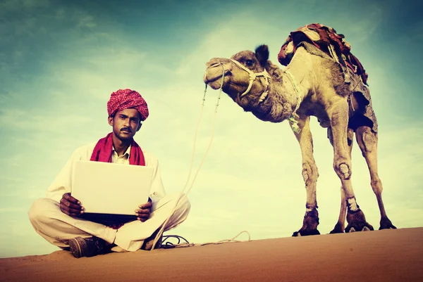 Indian Man Using Laptop