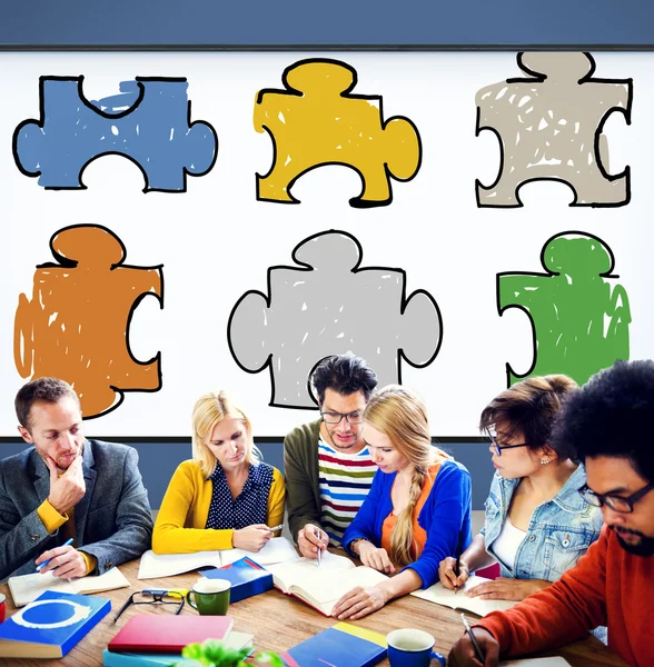 Group of Diversity People and Jigsaw Puzzle