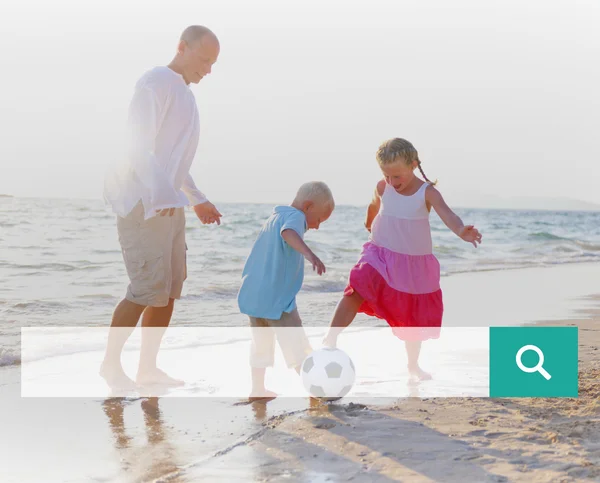 Family at beach with Search box Concept