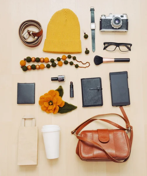 Fashion set of accessories and stuff for the fall