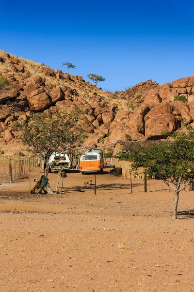 DAMARALAND, NAMIBIA - JUNE 09, 2014: Household car graveyard in