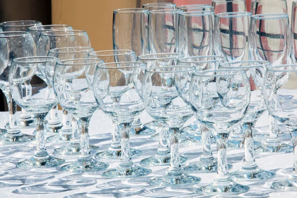 The buffet reception, glass glasses, wine, cognac