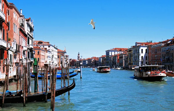 Sunny day view over the channel in Venice