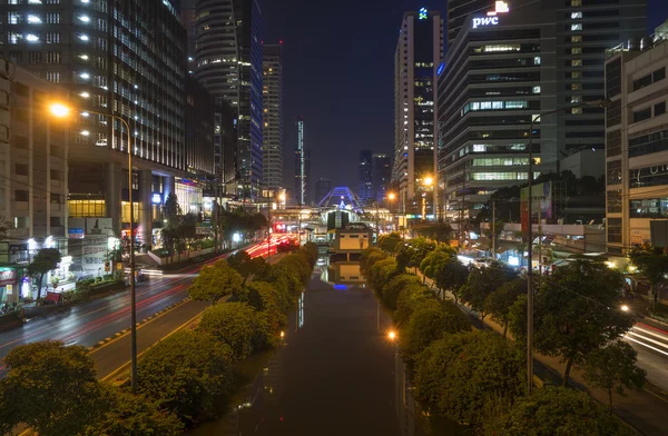 BANGKOK- long exposure of night traffic at sathorn-narathiwas ro