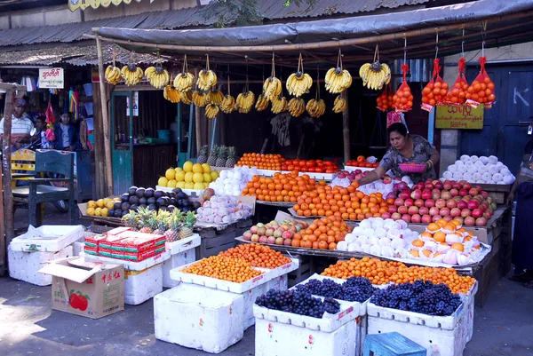 Traditional morning Myanmar market.