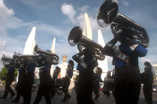 Marching band showing in Harmony World Puppet Carnival in Bangkok,Thailand.