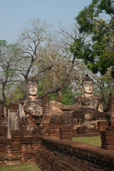 Group of Buddhas in Wat Phra Kaeo temple in Khamphaengphet Historical Park .