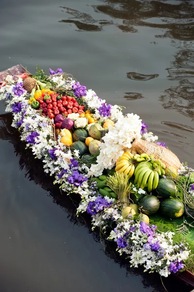 Flower with boat for show in floating market.