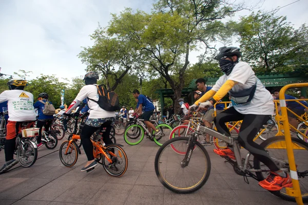 Group of Cyclist in Car Free Day,Bangkok,Thailand.